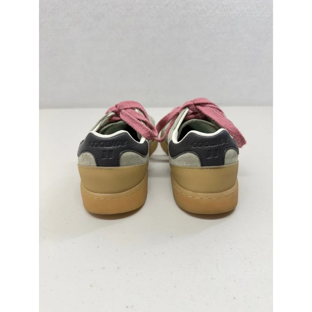 Coolway Goal Sage Green Suede Retro Soccer Sneakers Pink Laces US 6 EU 37